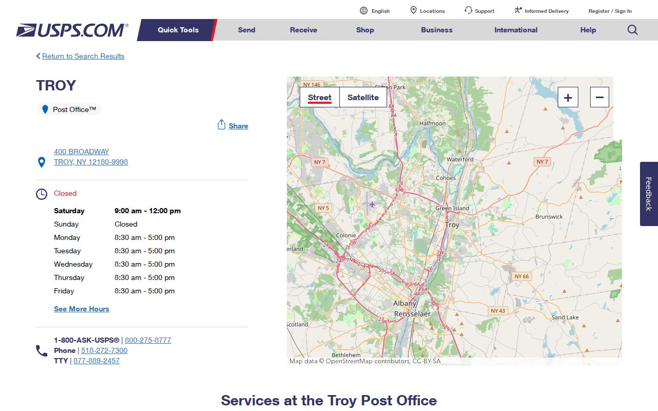 Troy ZIP code directory USPS Troy Post Office location